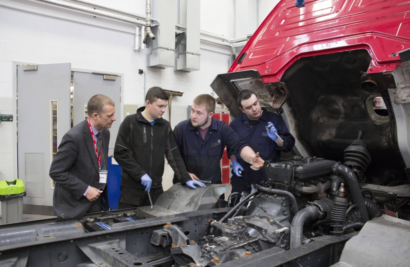 Graham Simpson MSP in HGV Training Centre of New College Lanarkshire