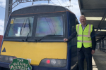 Graham Simpson MSP with a freight train